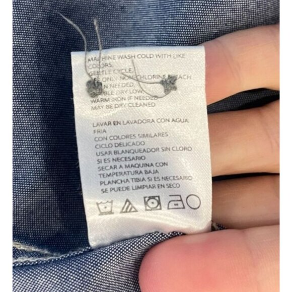 Weatherproof Vintage Denim Chambray Blue Button-Down Shirt Large - Picture 9 of 9